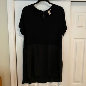Short sleeve tunic, sheer on bottom